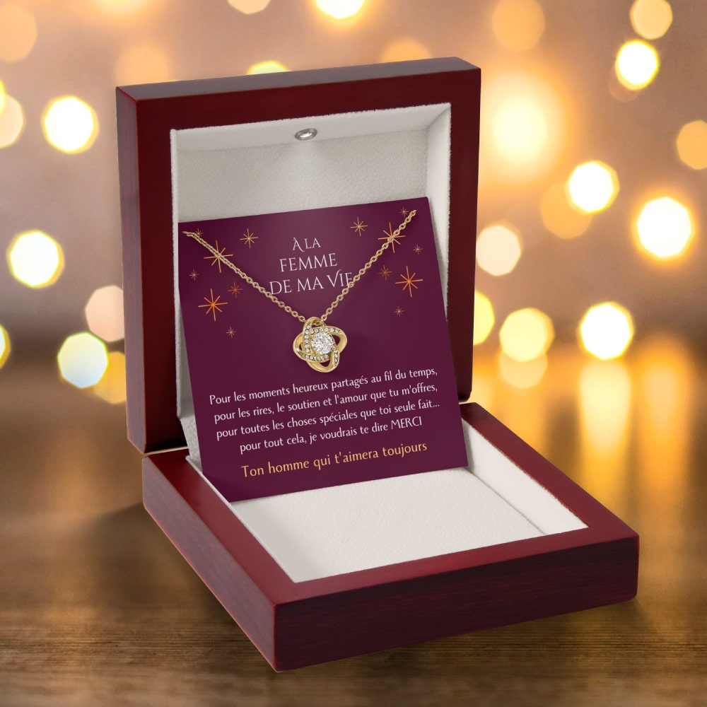 Cadeau pour ma femme - Merci pour tout ce que tu fais - Collier Éternel finition or 18K - Édition spéciale