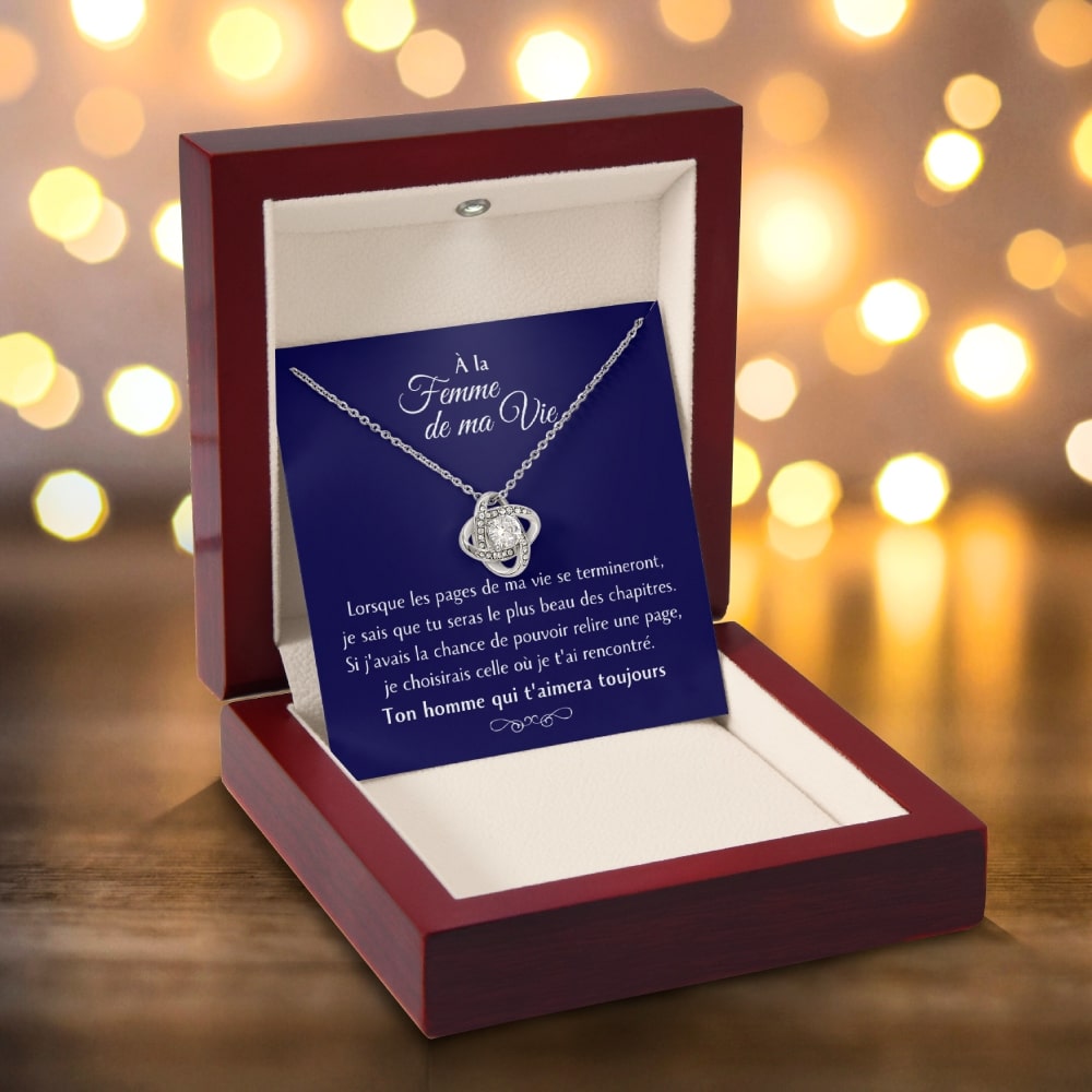 Cadeau pour ma femme - Tu es le plus beau chapitre de ma vie - Collier Éternel finition rhodium