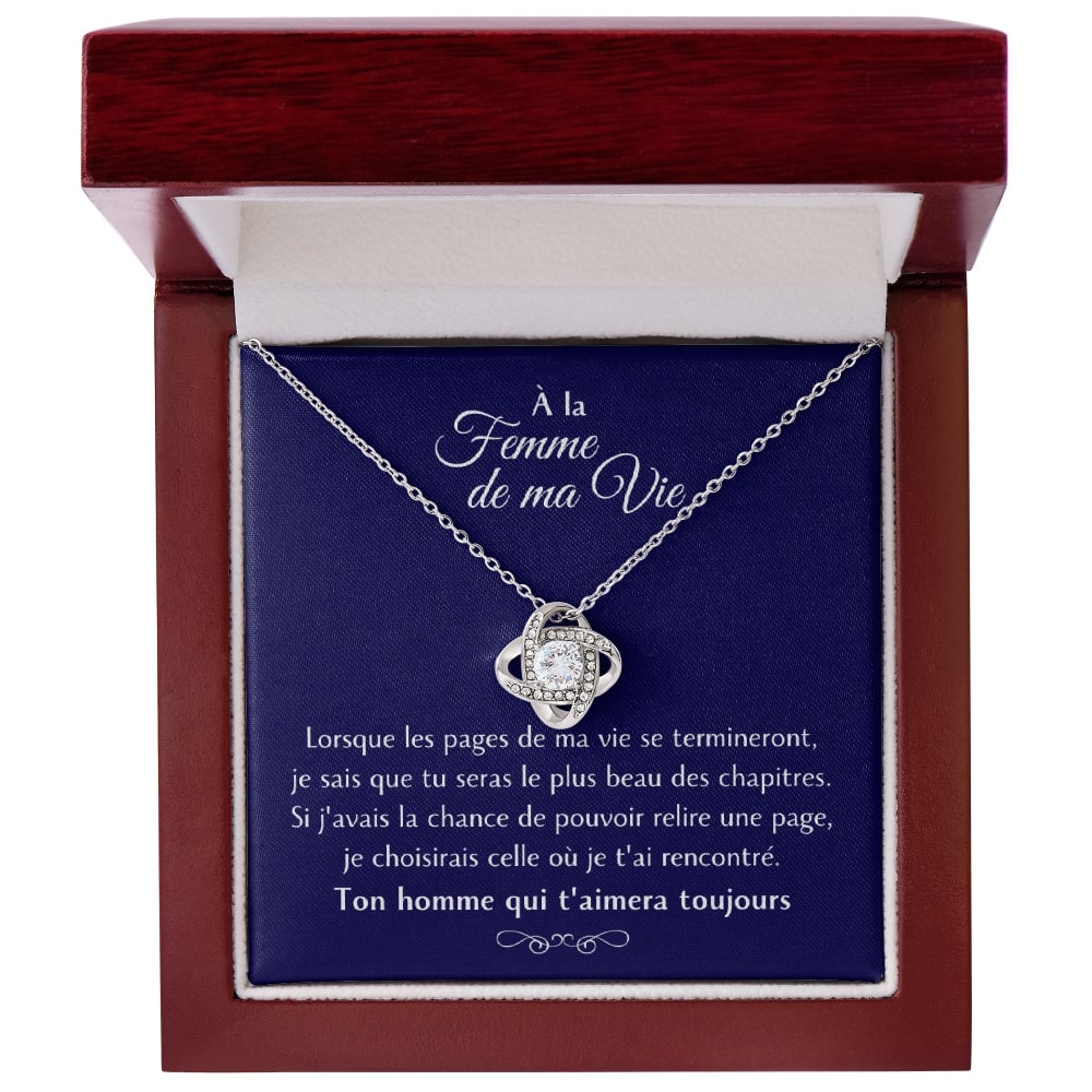 Cadeau pour ma femme - Tu es le plus beau chapitre de ma vie - Collier Éternel finition rhodium